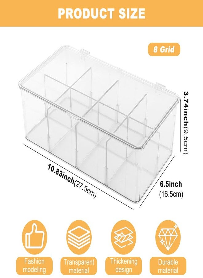 QWLWBU Clear Tea Bag Organizer,Stackable Tea Bag Storage Organizer with Lid,Dresser Organizers Drawer Organzier with Removable Dividers,Multi-Functional Kitchen Organizer,Home organizer - Image 2
